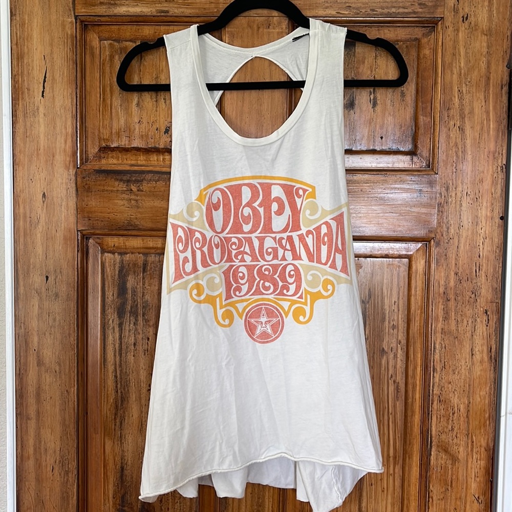 Obey open back tank top sz XL